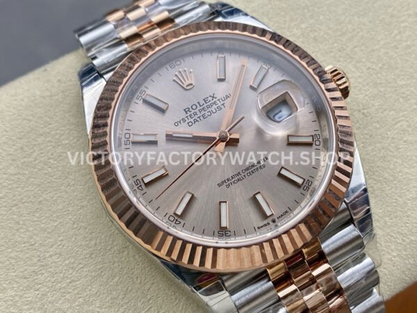 VS Factory Counterweight Rolex Datejust 126331-0010 41mm Half Rose Gold Pink Dial Jubilee (6) VS Factory Counterweight Rolex Datejust 126331-0010 41mm Half Rose Gold Pink Dial Jubilee