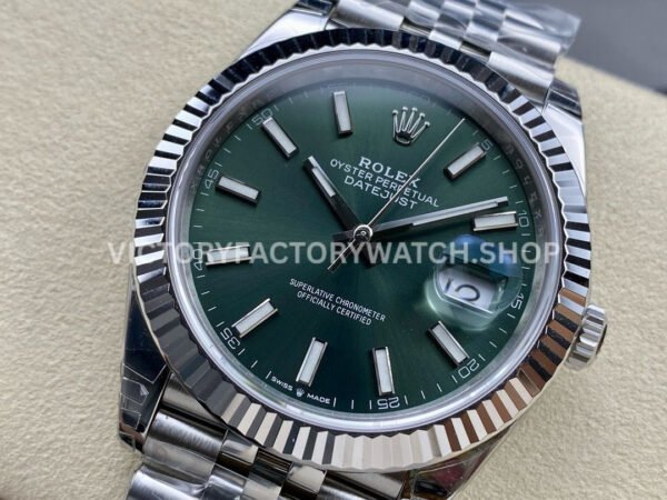 VS Factory Counterweight Rolex Datejust 126334-0028 41mm Full 904L Mint Green Dial Jubilee