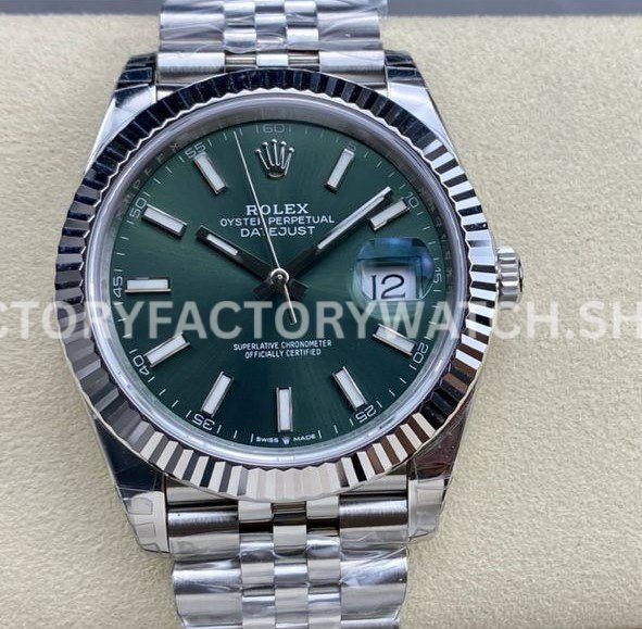 VS Factory Rolex Datejust 126334 41mm 904L Mint Green Dial Jubilee Replica Watch