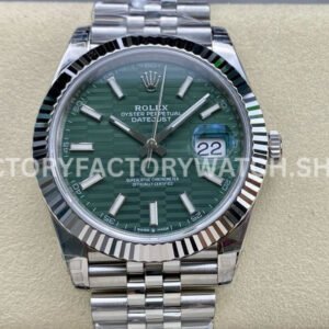 VS Factory Counterweight Rolex Datejust 126334 41mm 904L Fluted Motif Green Dial Super Clone Watch