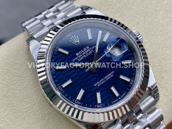 VS Factory Counterweight Rolex Datejust 126334-0032 41mm Full 904L Fluted Motif Blue Dial Jubilee