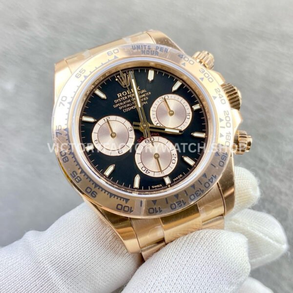 VS Factory Counterweight Rolex Daytona 126505-0001 40mm Full Rose Gold Black Dial