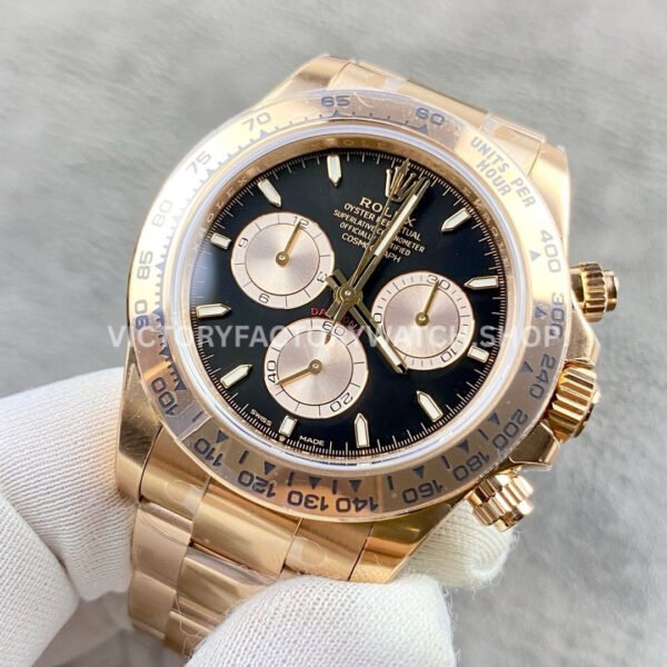VS Factory Counterweight Rolex Daytona 126505-0001 40mm Full Rose Gold Black Dial
