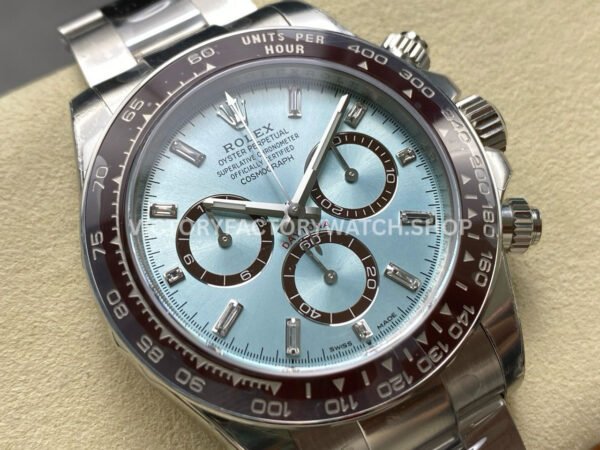 VS Factory Counterweight Rolex Daytona 126506-0002 40mm Full Platinum Ice Blue Diamond Baguette Dial