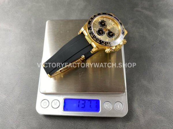 VS Factory Counterweight Rolex Daytona 126518LN-0012 40mm Yellow Gold Rubber Strap Black Eye Champagne Dial