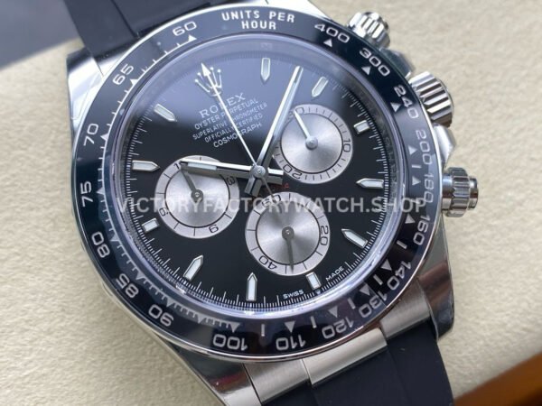VS Factory Counterweight Rolex Daytona 126519LN-0002 40mm White Gold Oysterflex Silver Eye Black Dial