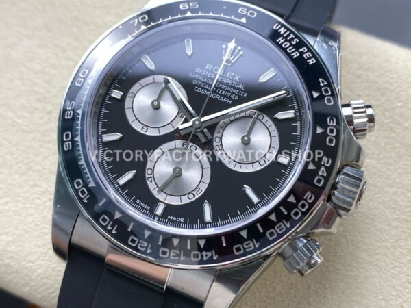 VS Factory Counterweight Rolex Daytona 126519LN-0002 40mm White Gold Oysterflex Silver Eye Black Dial