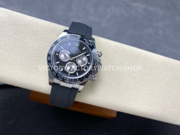 VS Factory Counterweight Rolex Daytona 126519LN-0002 40mm White Gold Oysterflex Silver Eye Black Dial