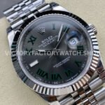 VS Factory Counterweight Rolex Wimbledon Datejust 126334-0022 41mm Full 904L Roman Number Grey Dial Jubilee
