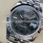VS Factory Counterweight Rolex Wimbledon Datejust 126334-0022 41mm Full 904L Roman Number Grey Dial Jubilee