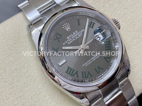 VS Factory Rolex Datejust 126200-0018 36mm Smooth Bezel Full 904L Roman Number Grey Dial