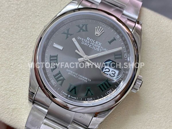 VS Factory Rolex Datejust 126200-0018 36mm Smooth Bezel Full 904L Roman Number Grey Dial