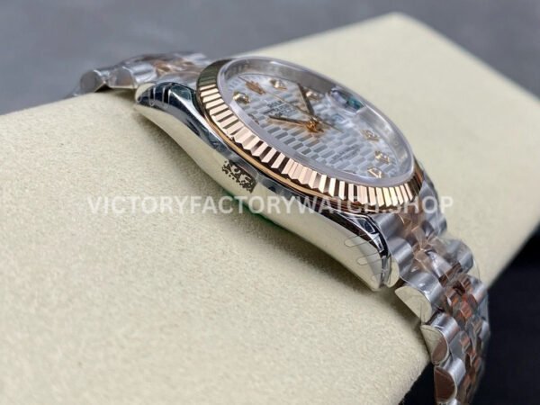 VS Factory Rolex Datejust 126231-0039 36mm Half Rose Gold Diamond Fluted Motif Silver Dial Jubilee