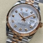 VS Factory Rolex Datejust 126231-0039 36mm Half Rose Gold Diamond Fluted Motif Silver Dial Jubilee