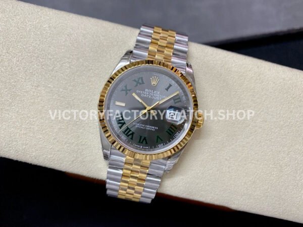 VS Factory Rolex Datejust 126233-0035 36mm Half Yellow Gold Roman Number Grey Dial Jubilee