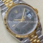 VS Factory Rolex Datejust 126233-0035 36mm Half Yellow Gold Roman Number Grey Dial Jubilee