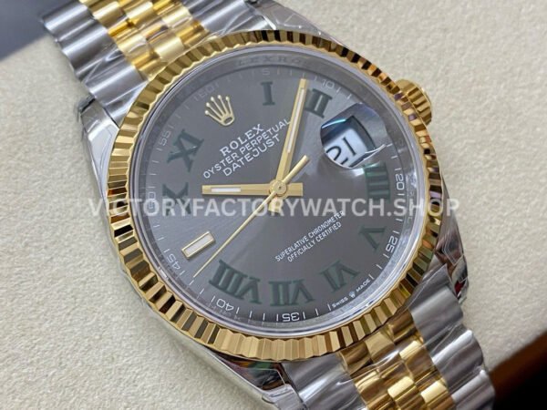 VS Factory Rolex Datejust 126233-0035 36mm Half Yellow Gold Roman Number Grey Dial Jubilee