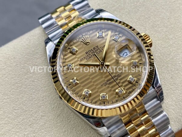 VS Factory Rolex Datejust 126233-0045 36mm Half Yellow Gold Diamond Fluted Motif Champagne Dial Jubilee