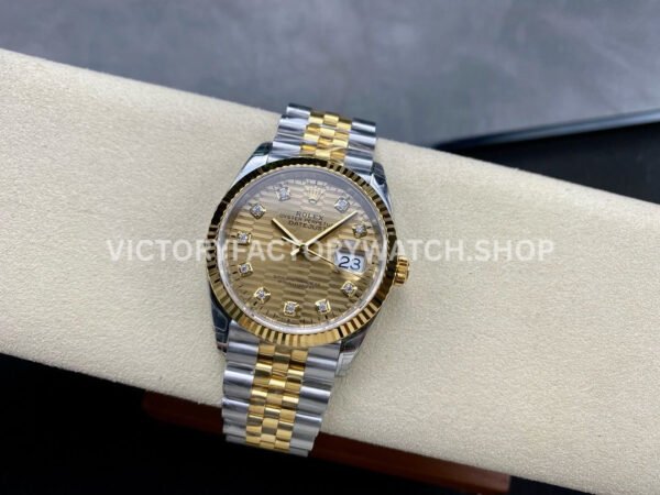 VS Factory Rolex Datejust 126233-0045 36mm Half Yellow Gold Diamond Fluted Motif Champagne Dial Jubilee