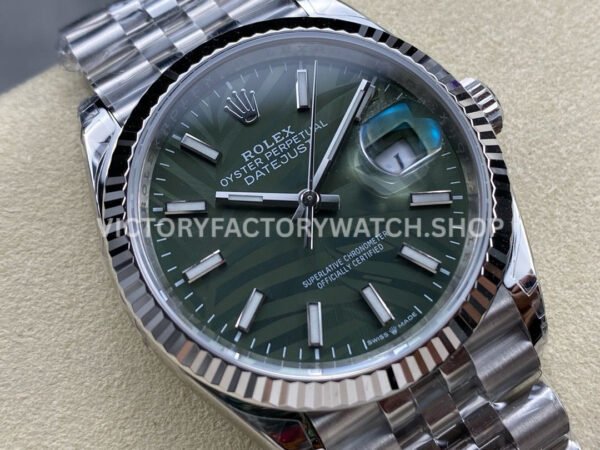 VS Factory Rolex Datejust 126234-0047 36mm Full 904L Olive Green Palm Motif Dial Jubilee