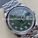 VS Factory Rolex Datejust 126234-0055 36mm Full 904L Diamond Olive Green Palm Motif Dial Jubilee (3) VS Factory Rolex Datejust 126234-0055 36mm Full 904L Diamond Olive Green Palm Motif Dial Jubilee