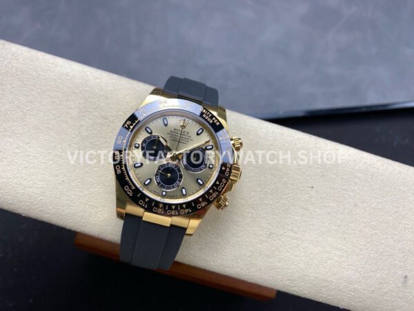 VS Factory Rolex Daytona 116518LN-0048 40mm Yellow Gold Oysterflex Black Eye Gold Dial