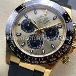 VS Factory Rolex Daytona 116518LN-0048 40mm Yellow Gold Oysterflex Black Eye Gold Dial