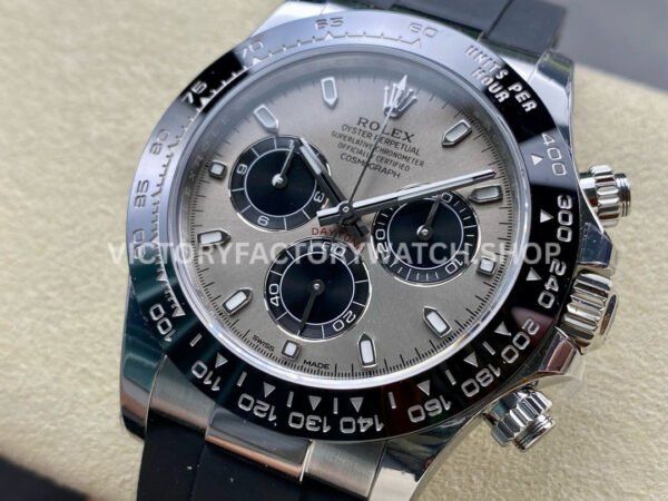 VS Factory Rolex Daytona 116519LN-0027 40mm White Gold Oysterflex Black Eye Grey Dial (7) VS Factory Rolex Daytona 116519LN-0027 40mm White Gold Oysterflex Black Eye Grey Dial