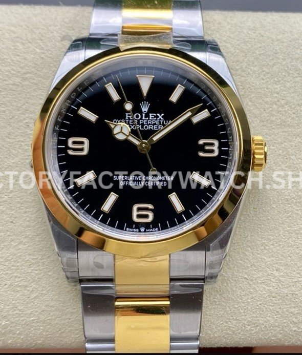 VS Factory Rolex Explorer 124273 36mm Half Yellow Gold Black Dial Super clone