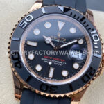 VS Factory Rolex Yacht-Master 126655 40mm Rose Gold Oysterflex Black Dial
