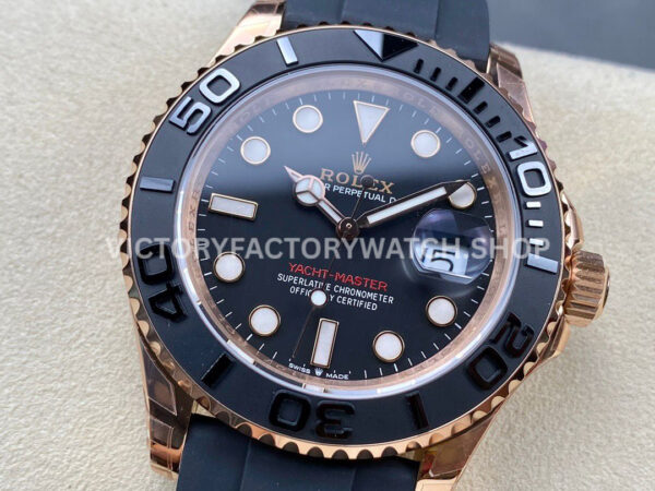 VS Factory Rolex Yacht-Master 126655 40mm Rose Gold Oysterflex Black Dial
