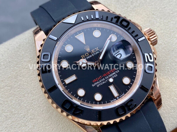 VS Factory Rolex Yacht-Master 126655 40mm Rose Gold Oysterflex Black Dial