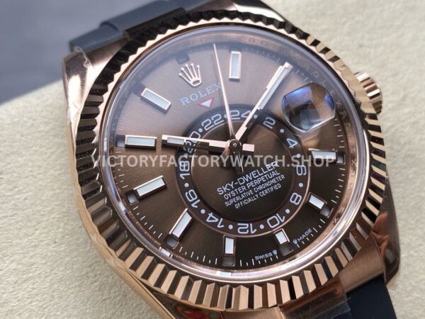 ZF Factory CounterWeight Rolex Sky-Dweller 336235-0002 42mm Rose Gold OysterFlex Brown Dial (9) ZF Factory Counterweight Rolex Sky-Dweller 336235-0002 42mm Rose Gold OysterFlex Brown Dial