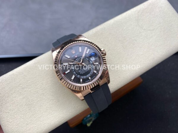 ZF Factory CounterWeight Rolex Sky-Dweller 336235-0004 42mm Rose Gold Rubber Strap Grey Dial (3) ZF Factory Counterweight Rolex Sky-Dweller 336235-0004 42mm Rose Gold OysterFlex Grey Dial