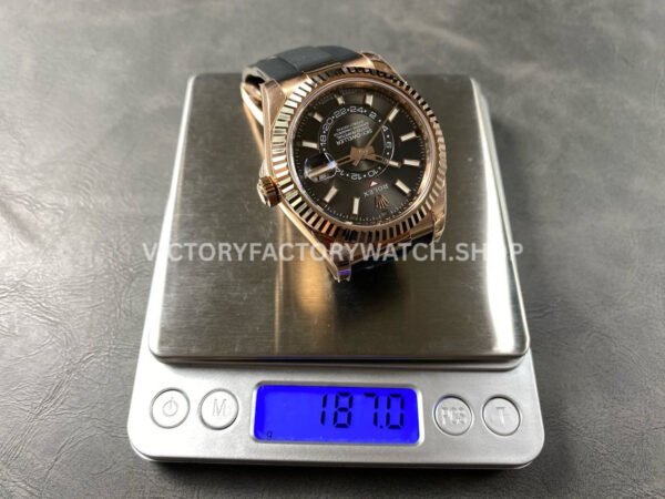 ZF Factory CounterWeight Rolex Sky-Dweller 336235-0004 42mm Rose Gold Rubber Strap Grey Dial (6) ZF Factory Counterweight Rolex Sky-Dweller 336235-0004 42mm Rose Gold OysterFlex Grey Dial