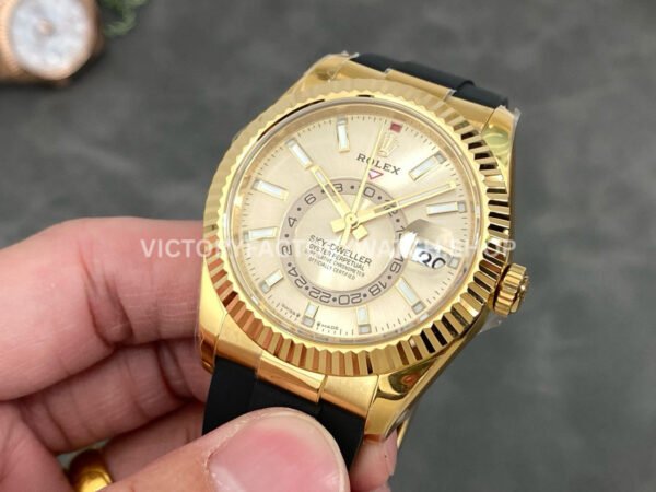 ZF Factory Counterweight Rolex Sky-Dweller 336238-0001 42mm Yellow Gold Oysterflex Champagne Dial