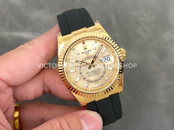 ZF Factory Counterweight Rolex Sky-Dweller 336238-0001 42mm Yellow Gold Oysterflex Champagne Dial