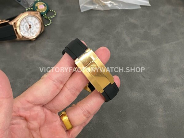 ZF Factory Counterweight Rolex Sky-Dweller 336238-0001 42mm Yellow Gold Oysterflex Champagne Dial