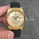 ZF Factory Counterweight Rolex Sky-Dweller 336238-0001 42mm Yellow Gold Oysterflex Champagne Dial