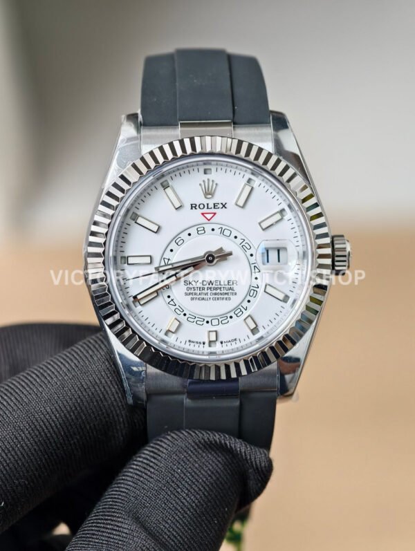 ZF Factory CounterWeight Rolex Sky-Dweller 336239 0003 42mm White Gold OysterFlex White Dial (5) zf factory rolex sky dweller white gold super clone watch