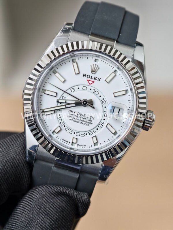 ZF Factory CounterWeight Rolex Sky-Dweller 336239 0003 42mm White Gold OysterFlex White Dial (8) ZF Factory Counterweight Rolex Sky-Dweller 336239-0003 42mm White Gold OysterFlex White Dial