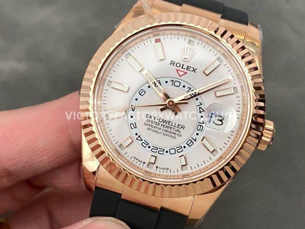 ZF Factory Counterweight Rolex Sky-Dweller 336235-0003 42mm Rose Gold Oysterflex White Dial (10) ZF Factory Counterweight Rolex Sky-Dweller 336235-0003 42mm Rose Gold Oysterflex White Dial