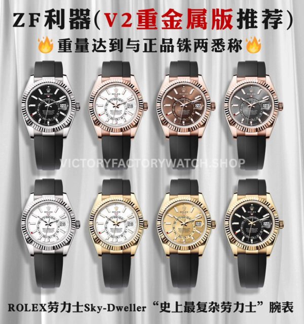 ZF Factory Counterweight Rolex Sky-Dweller 336235-0003 42mm Rose Gold Oysterflex White Dial (4) ZF Factory Counterweight Rolex Sky-Dweller 336235-0003 42mm Rose Gold Oysterflex White Dial