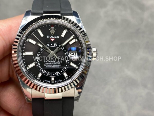 ZF Factory Counterweight Rolex Sky-Dweller 336239-0002 42mm White Gold OysterFlex Black Dial (21) rolex sky dweller 336239 oysterflex zf factory replica watch