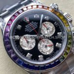 ZF Factory Rolex Daytona 116599RBOW 40mm White Gold Black Dial (1) ZF Factory Rolex Daytona 116599RBOW 40mm White Gold Rainbow Bezel Diamond Black Dial