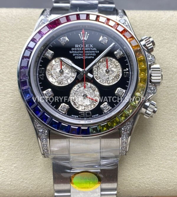 ZF Factory Rolex Daytona 116599RBOW 40mm White Gold Black Dial (2) QF Factory Rolex Daytona 116599RBOW side profile