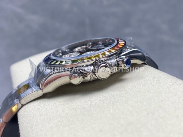 ZF Factory Rolex Daytona 116599RBOW 40mm White Gold Black Dial (9) ZF Factory Rolex Daytona 116599RBOW 40mm White Gold Rainbow Bezel Diamond Black Dial