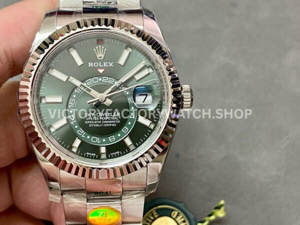 ZF Factory Rolex Sky-Dweller 336934-0001 42mm White Gold 904L Green Dial (4) rolex sky dweller 336934 zf factory super clone watch