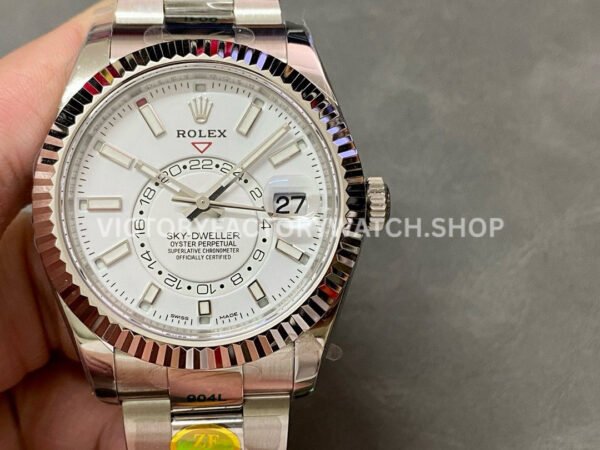 ZF Factory Rolex Sky-Dweller 336934-0003 42mm White Gold 904L White Dial (8) zf factory rolex sky dweller 336934 super clone replica watch