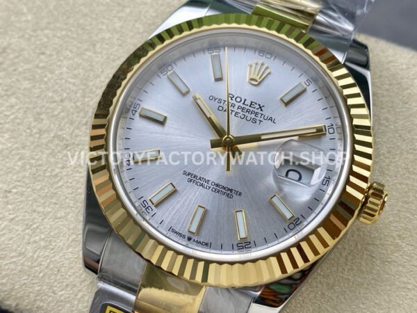 ZQ Factory Rolex Datejust 126333-0001 41mm Half Yellow Gold Silver Dial